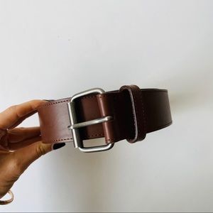Brown Leather Belt with Silver Buckle